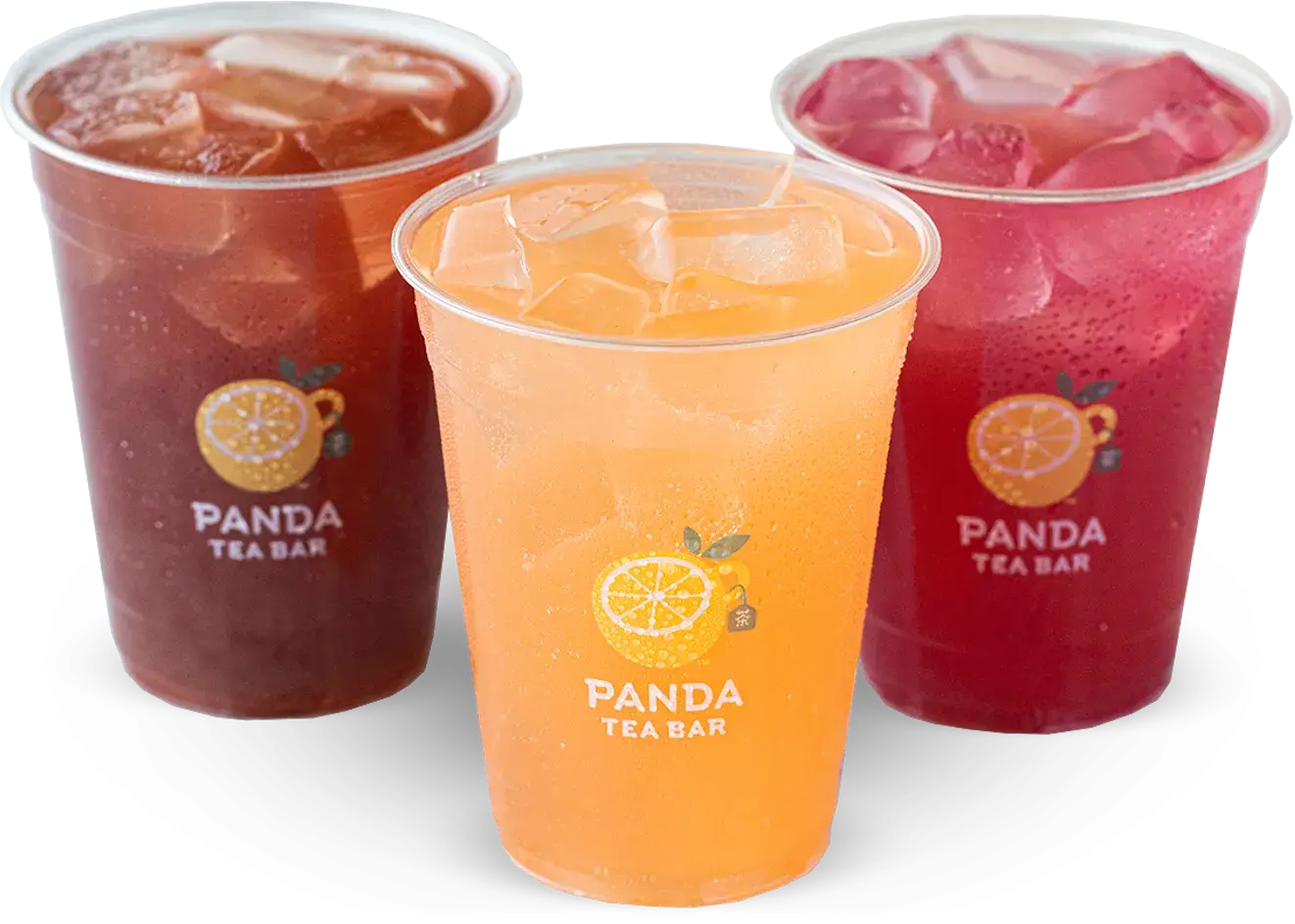 A picture depicting different Panda Express Tea Bar teas.